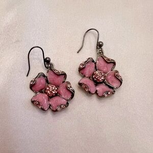 Pink Floral Dangle Earrings